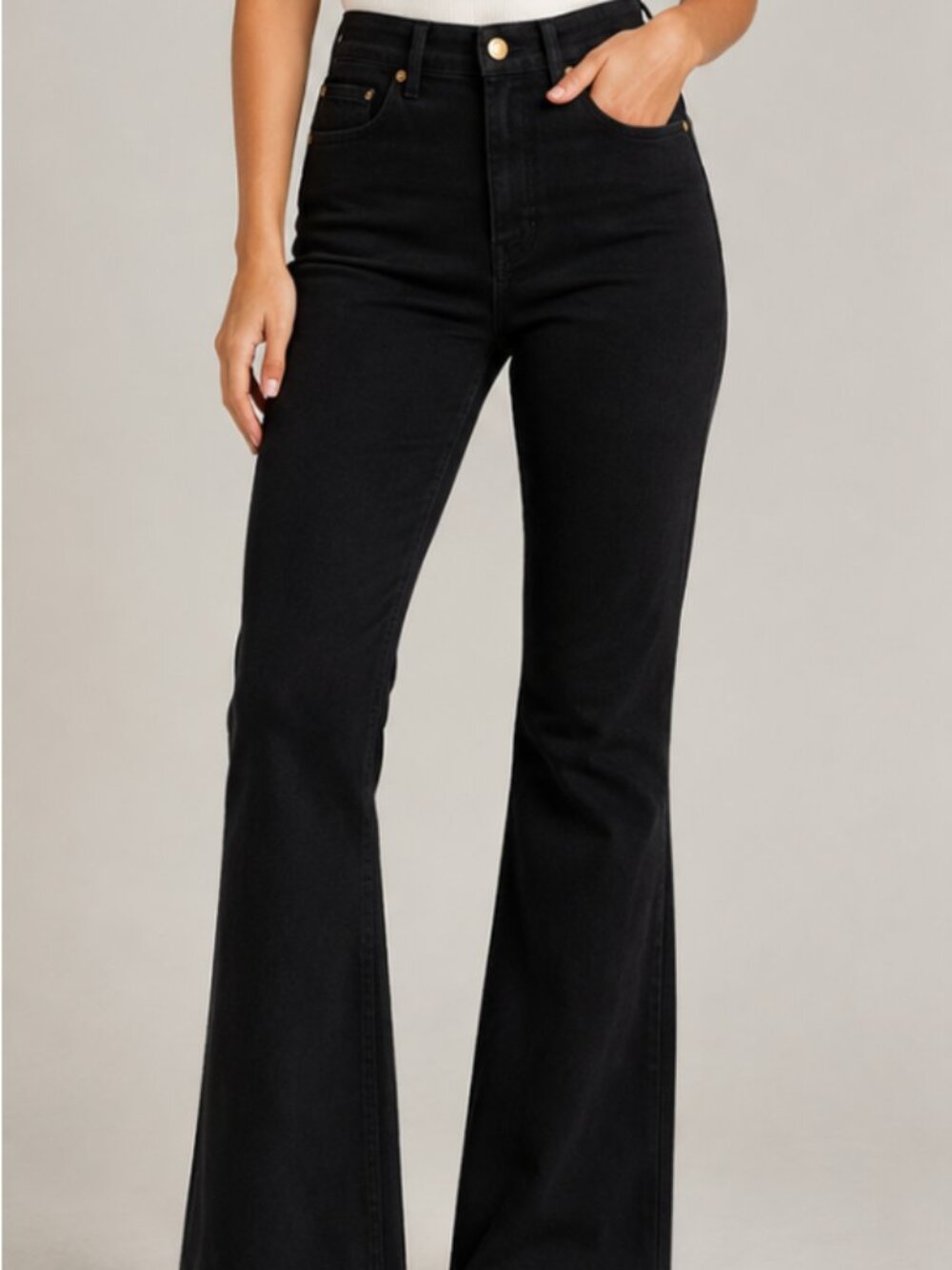 NWT River Island Denim Edition Black High Rise Flare Jeans US 8